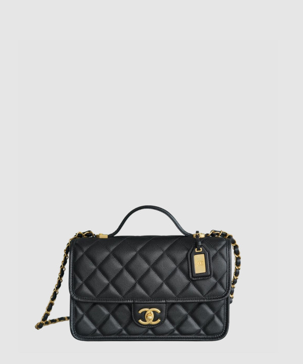 [CHANEL-샤넬] 22k 렉탱글 탑 핸들 플랩백 캐비어 AS3653
