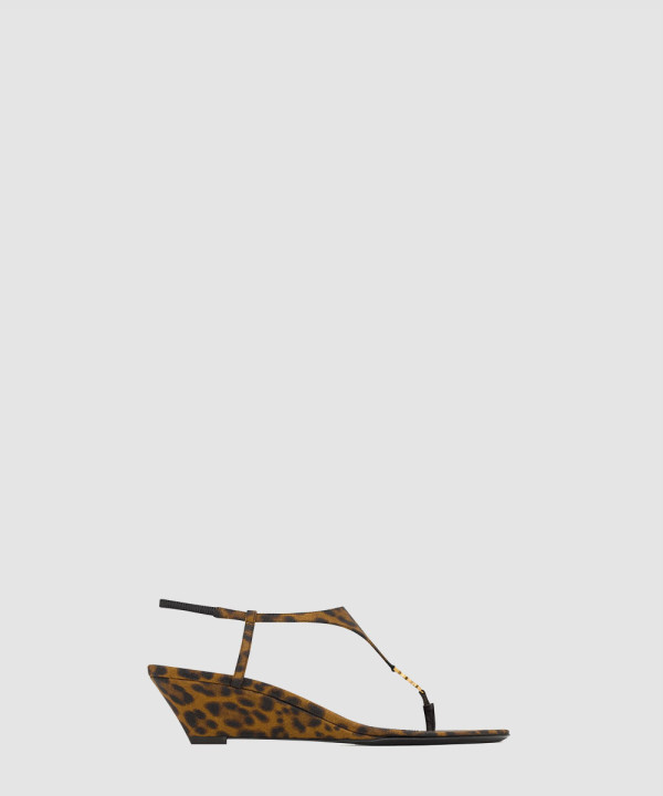 [SAINT LAURENT-생로랑] 레오파드 그로그랭 소재 CASSANDRA 웨지 825279