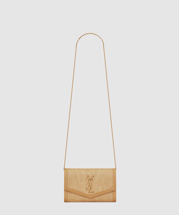 [SAINT LAURENT-생로랑] 마이크로 라피아 소재의 UPTOWN 체인 지갑 607788