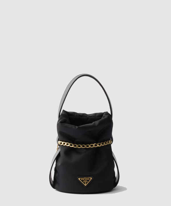 [PRADA-프라다] 쁘띠 삭 누아르 미니 리나일론 및 나파 가죽 버킷 백 1BE088